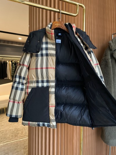 burberry可拆式连帽格纹再生聚酯纤维羽绒服 s-xl-棉服/羽绒服-博柏利