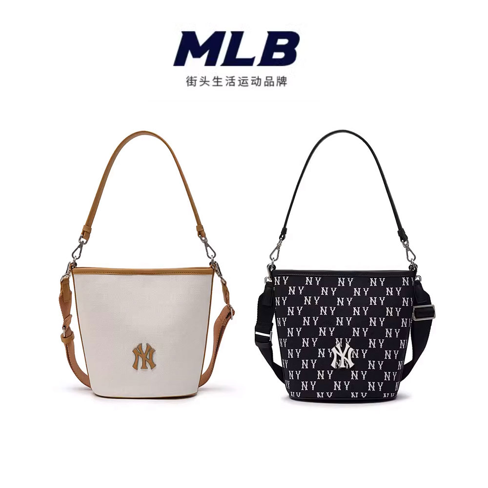 韩国MLB 男女情侣老花水桶包明星同款挎包时尚潮24春季新款BML02-斜挎包-美国棒联-MLB-洋码头