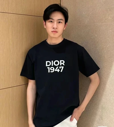 Dior短袖新款迪奥1947刺绣男女棉质T恤XS-L 白色黑色-T恤/Polo-迪奥