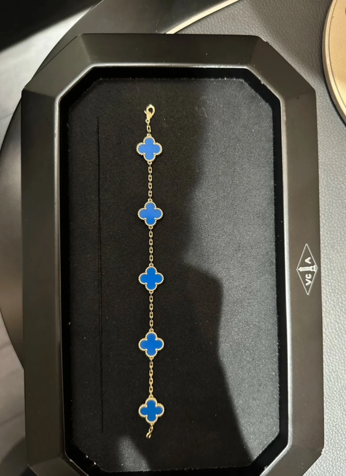 图片[10]-梵克雅宝VCA 蓝五花四叶草18k金手链手镯蓝玛瑙-穿范儿