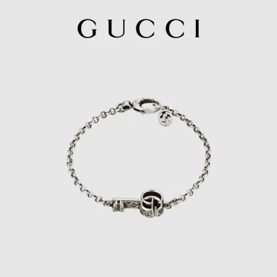 图片[1]-GUCCI古驰双G女士男士钥匙银手链1901387-穿范儿