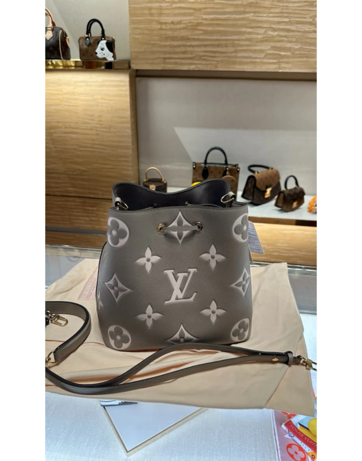 图片[4]-LV路易威登大象灰全皮 NEONOE中号老花水桶包女士斜跨手提单肩包M45555-穿范儿